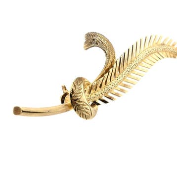 Gouden veer broche, Sieraden, Tassen en Uiterlijk, Broches, Ophalen of Verzenden, Gebruikt, Goud, Goud