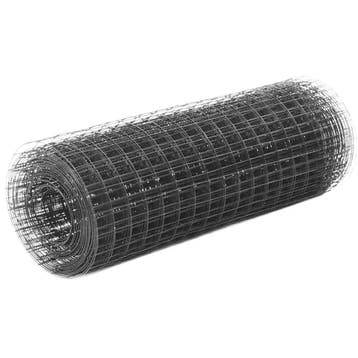 vidaXL Kippengaas 25x0,5 m staal met PVC coating grijs, Verzenden, Nieuw, IJzer