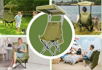 Campingstoel met Zonnescherm Opvouwbaar Strandstoel Luifel, Caravans en Kamperen, Verzenden, Nieuw