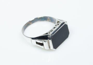 - 835 zilver - Onyx - zegelring - Ring