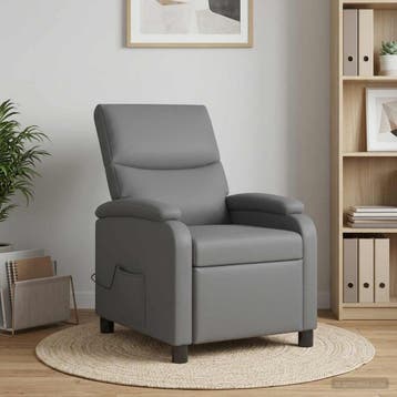 vidaXL Massage Recliner Grijs Kunstleer, Huis en Inrichting, Verzenden, Nieuw