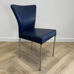 complete set van 6 eetkamerstoelen,  blauw leder Nieuw, Ophalen of Verzenden, Nieuw, Leer