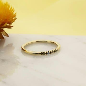 Gouden rijring met gekleurde zirconia, 18 tot 19, Gebruikt, Ophalen of Verzenden, Met edelsteen