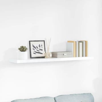 vidaXL Wandschap zwevend 120x23,5x3,8 cm MDF hoogglans wit, Huis en Inrichting, Woonaccessoires | Wandplanken en Boekenplanken