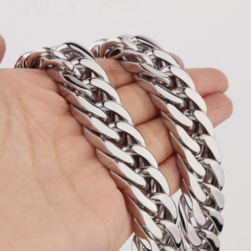 Zware Gepolijste RVS Curb Cuban Ketting - 10-17mm Breed - Wa, Verzenden, Nieuw