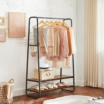 Kledingrek Industrieel met 2 Planken en 6 Haken 100×45×160, Kleding | Dames, Kledingrekken, Verzenden, Nieuw