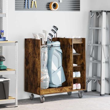vidaXL Golfkast met wiel Gerookt eiken 90 x 45 x 98 cm, Sport en Fitness, Verzenden, Nieuw