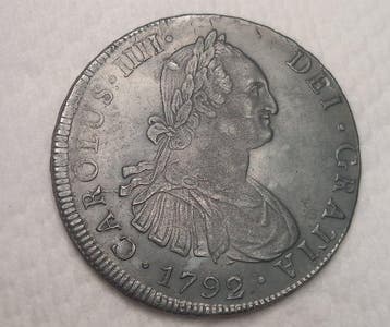 Spanje. Carlos IV. 8 Reales 1792 Potosí PR, Postzegels en Munten