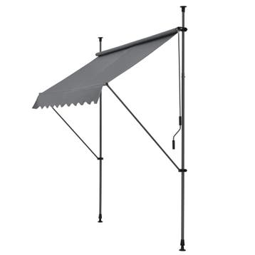 Klem zonwering luifel uitschuifbaar grijs medium 350x120 cm, Tuin en Terras, Verzenden, Nieuw