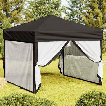 vidaXL Partytent inklapbaar met zijwanden 3x3 m zwart, Verzenden, Nieuw, Partytent