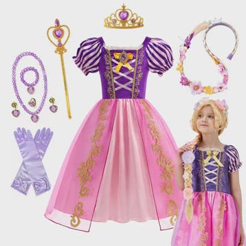 Prinsessenjurk Rapunzel voor Meisjes - Paars met Pofmouwen |, Verzenden, Nieuw