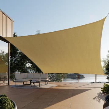 Polyethyleen zonnezeil vierkant beige - 5,4 x 5,4 m, Verzenden, Nieuw