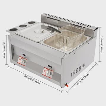 Professionele Dubbele Gas Frituurpan 12.68Qt met Dubbele Tem, Verzenden, Nieuw