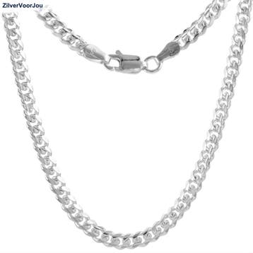 Zilveren ronde gourmet ketting 50 cm 6.5 mm, Sieraden, Tassen en Uiterlijk, Kettingen, Verzenden, Nieuw, Zilver