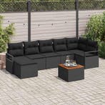vidaXL Tuinbankenset met opslag 8 pcs Zwart poly rattan, Verzenden, Nieuw, Rotan