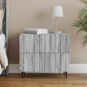 vidaXL Nachtkastje Grijs sonoma 62 x 34,5 x 49,5 cm Bewerkt, Minder dan 45 cm, Verzenden, Nieuw, Minder dan 55 cm