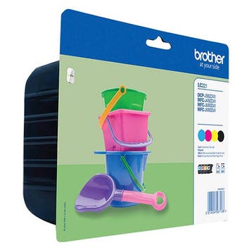 Brother LC-221 multipack zwart + 3 kleuren Inktcartridge, Verzenden, Nieuw, Cartridge, Brother