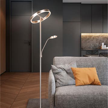 Vloerlamp - Dimbaar - 1-lichts - Chroom, 100 tot 150 cm, Nieuw, Overige fittingen, Ophalen of Verzenden