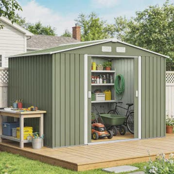 Metalen Tuinhuis met Schuifdeuren - 2.77x1.95m - Lichtgroen, Verzenden, Nieuw
