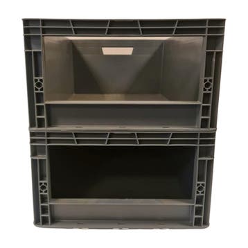 Magazijnbak, 600x400x220 mm, euronorm, grijs kunststof,, Ophalen of Verzenden