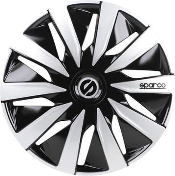 Sparco Wieldoppen Lazio - 14 inch - Zwart/Zilver, Ophalen of Verzenden, Zo goed als nieuw