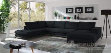 U-Bankstel Stroe - loungebanken - Zwart, Nieuw, Stof