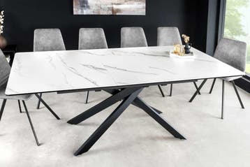 Uitschuifbare eettafel ALPINE 160-200cm wit keramiek marmer, Ophalen of Verzenden, Nieuw