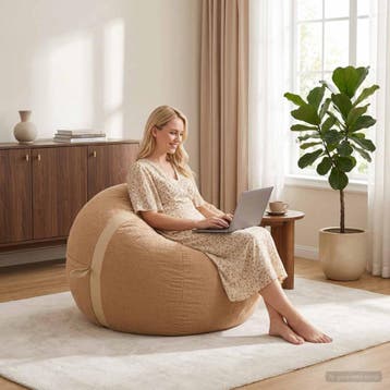 vidaXL Zitzakstoel Beige 95 x 93 x 71 cm Sherpa, Verzenden, Nieuw, Beige