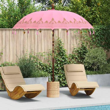 vidaXL Balinese parasol met basis Roze 215 x 215 x 260 cm, Tuin en Terras, Parasols, Verzenden, Nieuw, 2 tot 3 meter
