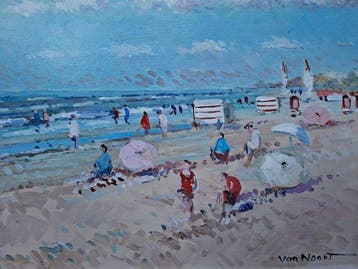 Van Noort (XX-XXI) - Zonnig strandgezicht Zandvoort, Antiek en Kunst