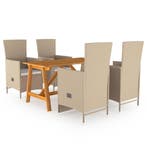 vidaXL 5-delige Tuinset beige, 4 zitplaatsen, Nieuw, Tuinset, Verzenden