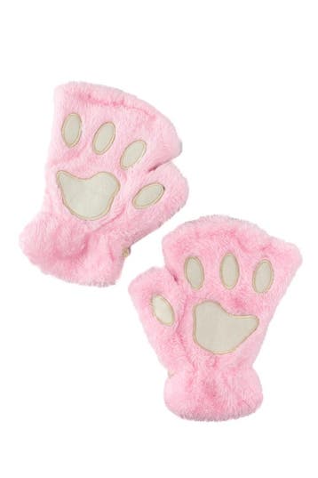 KIMU® Dierenpoot Vingerloze Handschoenen Roze Pluche Vingerl, Ophalen of Verzenden, Nieuw, Feestartikel, Carnaval