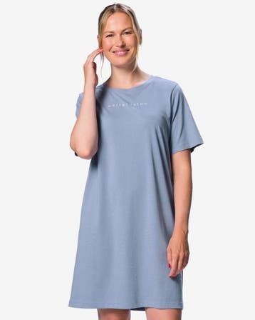 HEMA Damesnachthemd katoen weltrusten blauw, Verzenden, Blauw