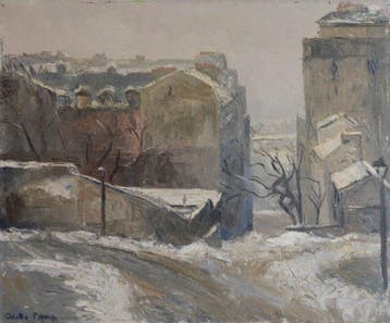 Odette Camp (1900-1979) - Neige in Montmartre, Antiek en Kunst