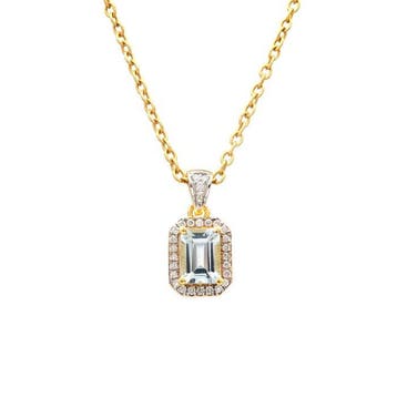 Hanger - 14 karaat Geel goud - 1.00ct. tw. Aquamarijn -