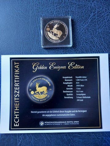 Gabon. 1000 Francs CFA 2024, Springbock Golden Enigma