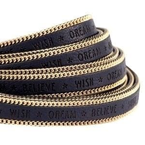 20 cm Quote imi leer 10mm met schakelketting goud - love..., Ophalen of Verzenden, Nieuw, Draad