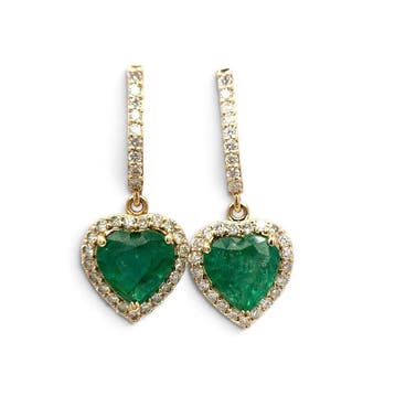Oorbellen - 14 karaat Geel goud - 4.77ct. tw. Smaragd -, Nieuw