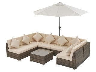 Loungeset, Vonato, Oasi, bruin wicker, Nieuw