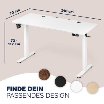 Zit sta bureau Wit 140x70x72-117cm (Voor in Huis), Verzenden, Nieuw