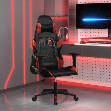 vidaXL Massage gamestoel kunstleer zwart en wijnrood, Verzenden, Nieuw, Rood