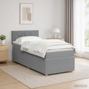 vidaXL Boxspringbed met matras Lichtgrijs 90 x 200 cm Stof, Verzenden, Nieuw