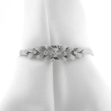 Witgouden schakelarmband met diamant; 0,35 ct., Gebruikt, Ophalen of Verzenden, Met edelsteen, Goud