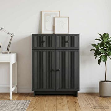 vidaXL Dressoir Zwart 66 x 34,5 x 90 cm Bewerkt hout, Verzenden, Nieuw, Overige houtsoorten, Minder dan 50 cm