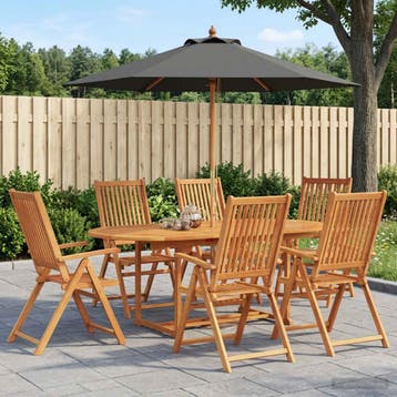 vidaXL Buiten Eetset met Parasol 8 st 6-zits Anthraciet en, Verzenden, Nieuw, 8 zitplaatsen