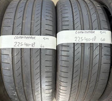 2x 225-40-18 Continental Zomer 2x 5mm €60 Per Band 225 40 18, Ophalen, 18 inch, Gebruikt, Band(en)