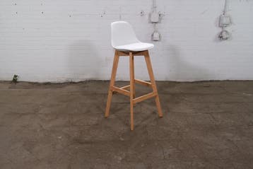 Elegante kruk PU kunstleder houten frame tweedehands, Verzenden, Gebruikt