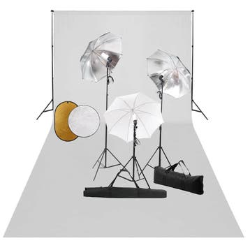 vidaXL Fotostudioset met lampen, paraplus, achtergrond en, Verzenden, Nieuw
