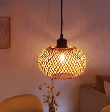 Bamboe Rotan Hanglamp – Handgemaakte Plafondlamp Bohemian, Verzenden, Nieuw, Hout