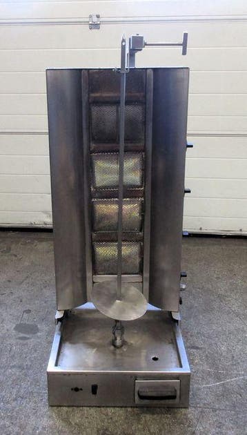 Doner Grill, motor onder met 4 branders, gas, Gebruikt